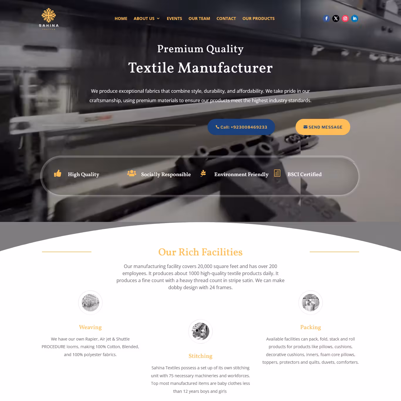 Sahina Textile Website Preview